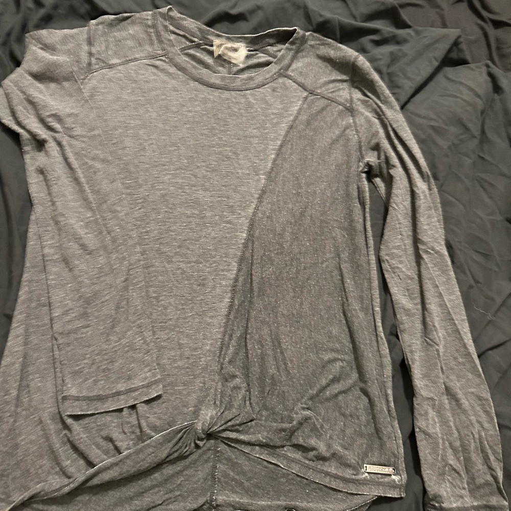 Gray Long Sleeve Top with Knot Detail